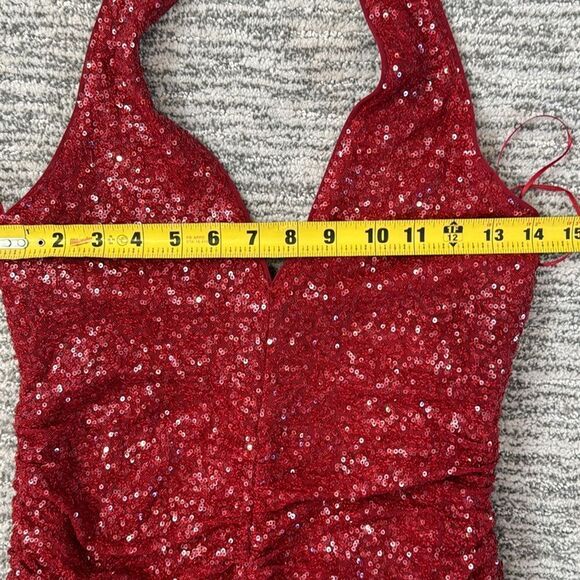NWT Susana Monaco Sequin V-Neck Halter Dress in Berries Small - Picture 8 of 14